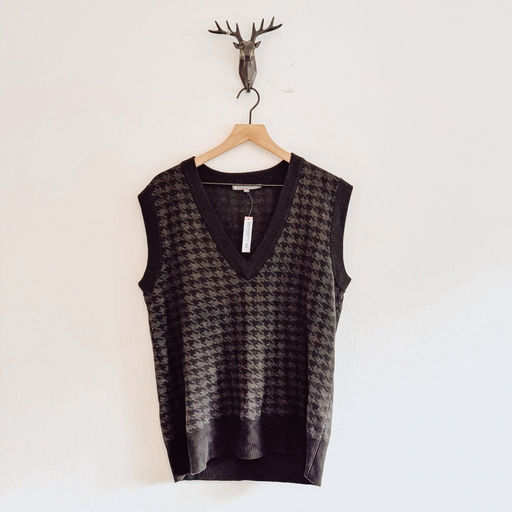 Elliott Lauren Men’s Black Grey Houndstooth Sweater Vest Size Small NWT